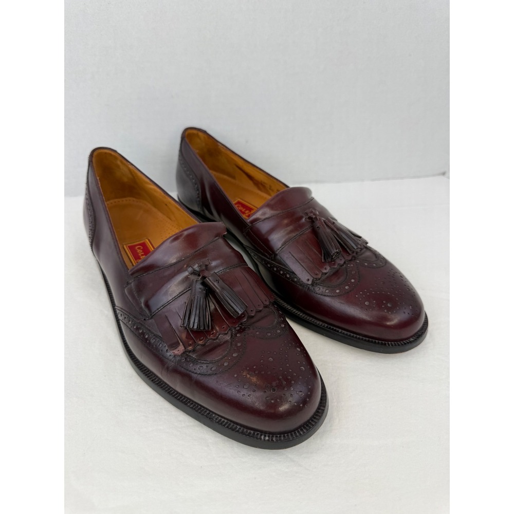 Cole Haan City Mens Burgundy Leather Wingtip Kiltie Tassel Loafers 12 D